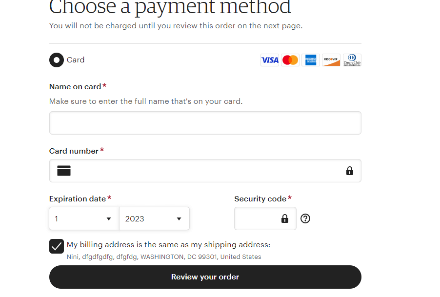 choose a payment method 